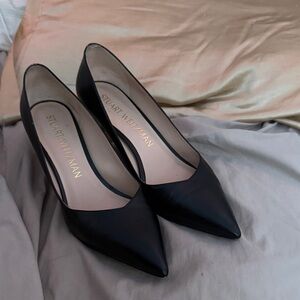 Stuart Weitzman Black Pointed Toe Heels - Size 41, Fits US 10 NARROW